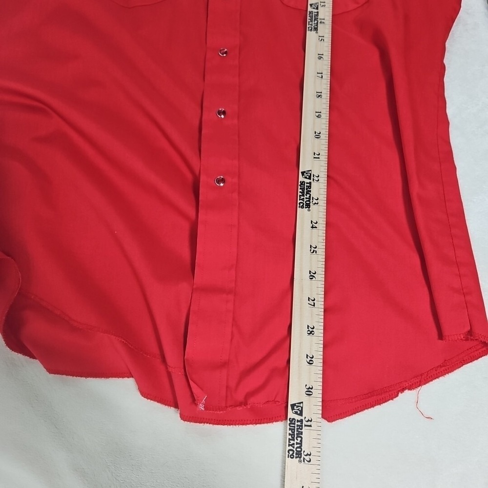 Vintage Karman Pearl Snap Shirt Men Medium Red Western Long Sleeve Cowboy 17X34 - Picture 7 of 10